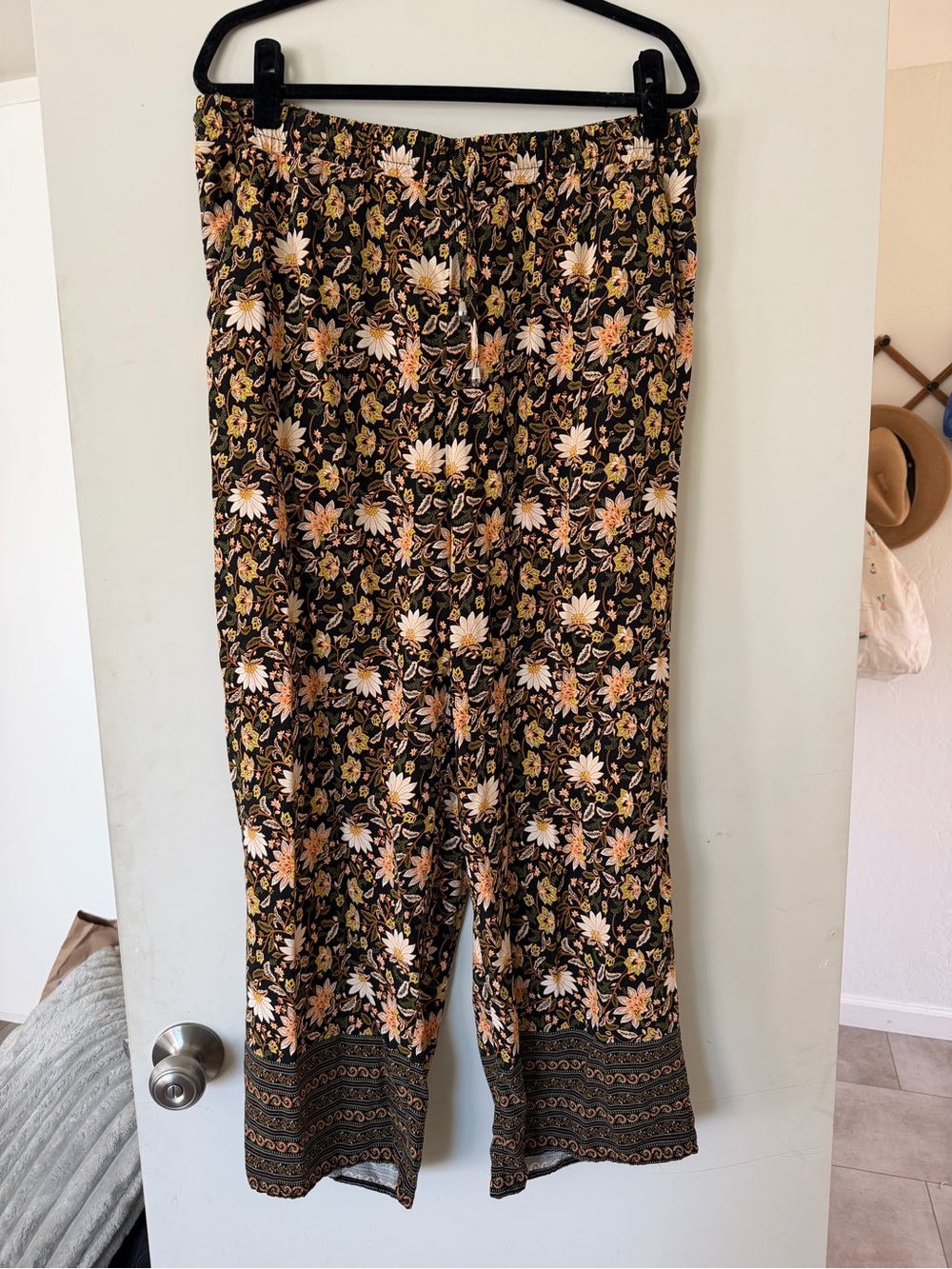 Wide-Leg Floral Print Boho Flowy Pants